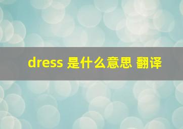 dress 是什么意思 翻译